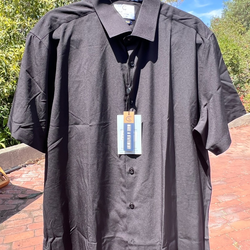 Classic Black Short Sleeve Button Down Shirt